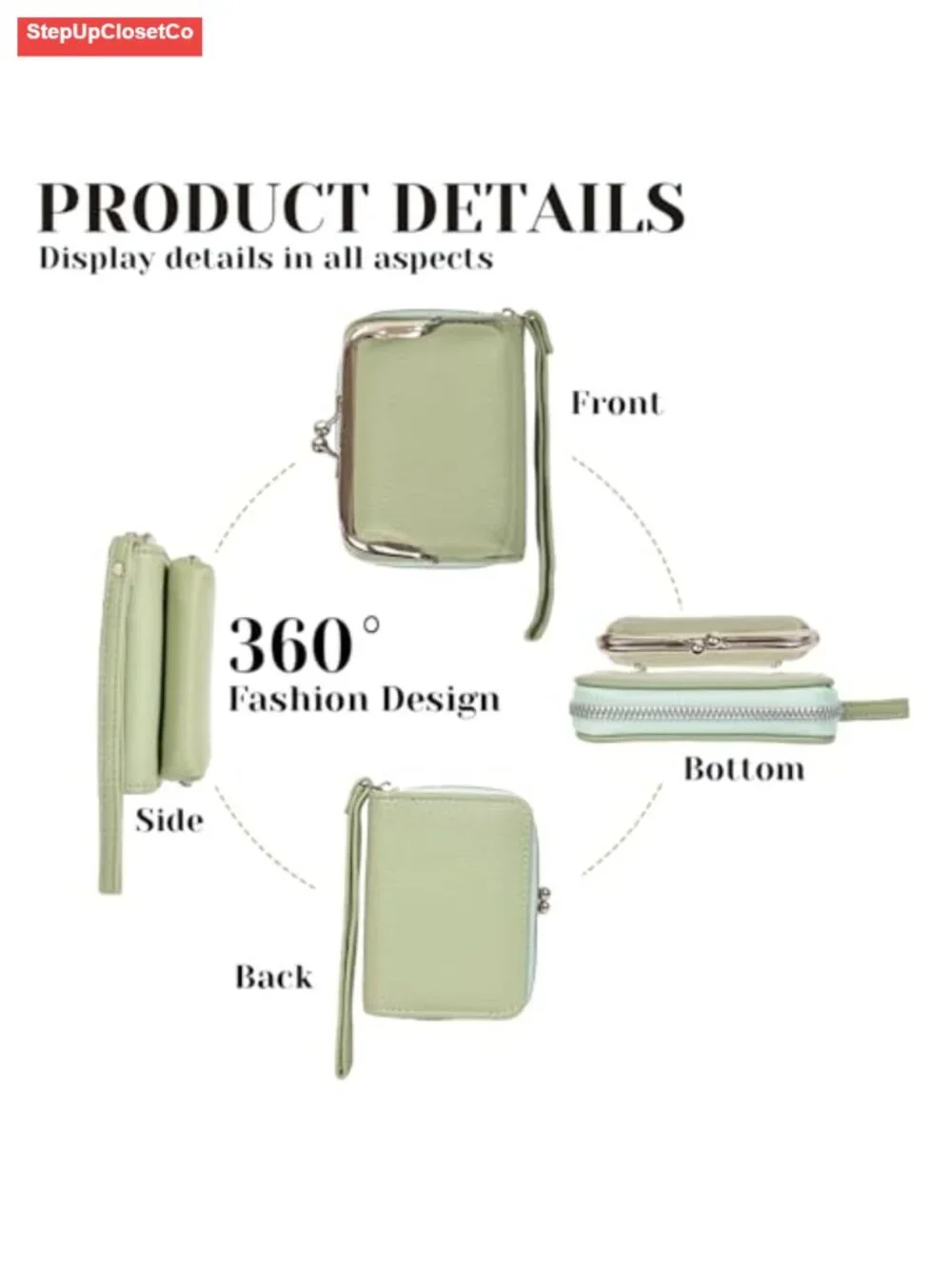 Women's Wristlet Wallet with Detachable Strap - PU Leather Card Holder & Coin